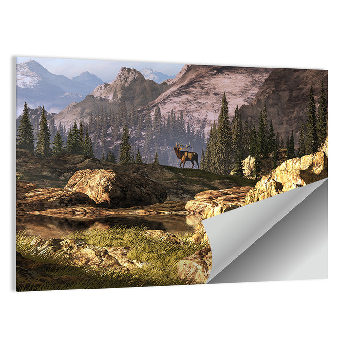 Elk in the Rocky Mountains Wall Art as a poster print