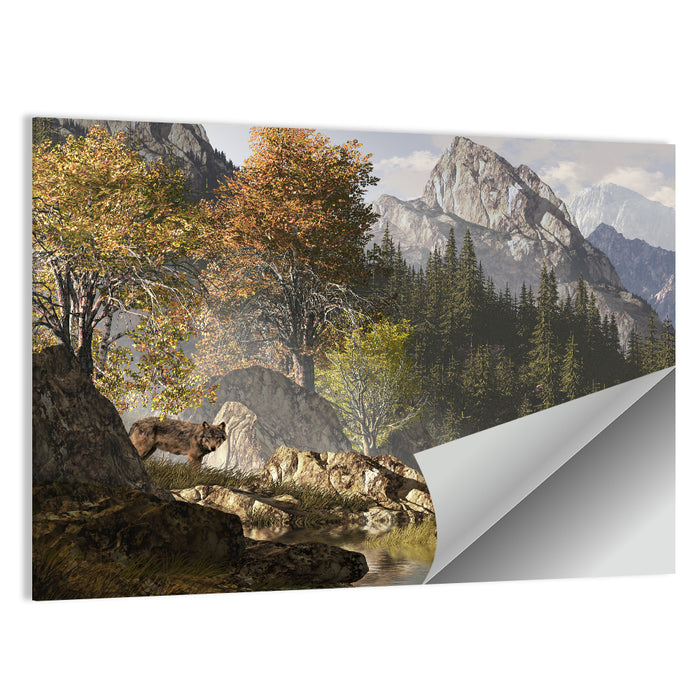 Wolf in the Rocky Mountains Wall Art as a poster print