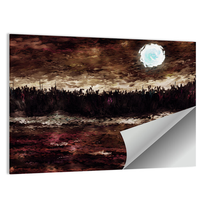 Moonlit Marsh Reflection Wall Art as a poster print
