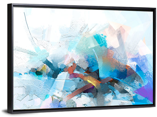 Colorful Brushstrokes with Geometric Planes Wall Art