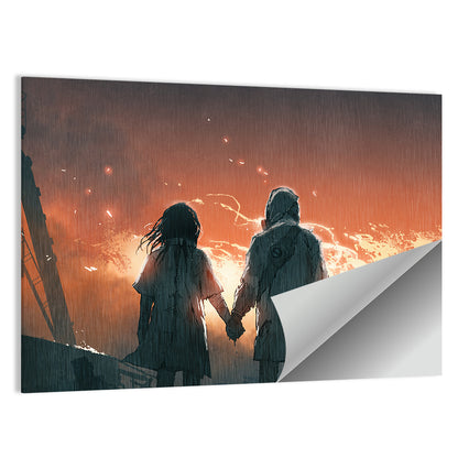 Lovers Before the Flames Wall Art