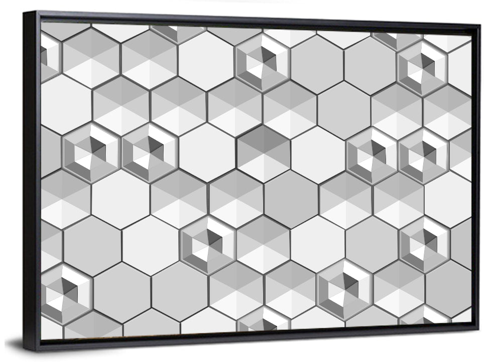3d Isometric Hexagon Pattern Wall Art