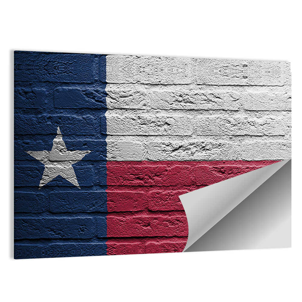 Texas Flag on Weathered Brick Wall Art
