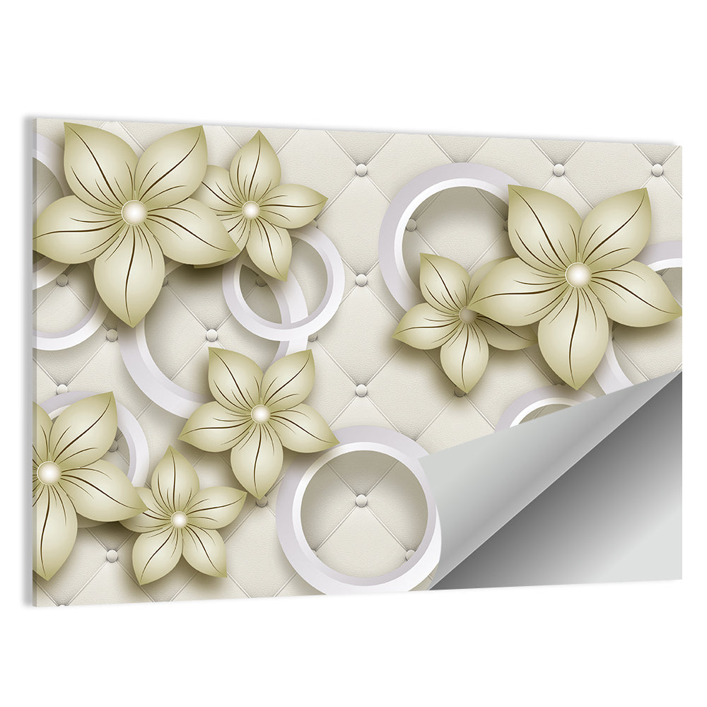 Cream Tufted Floral Rings Wall Art