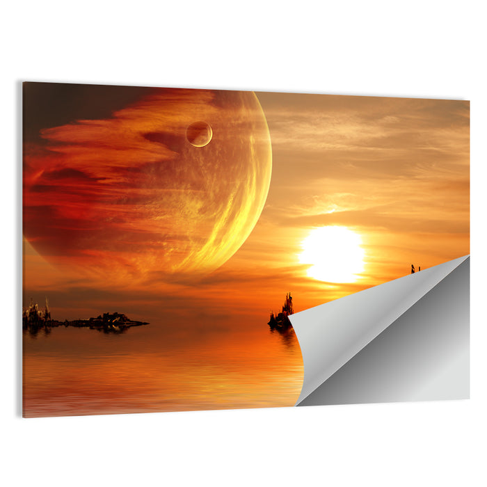 Alien Planet Sunset Wall Art as a poster print