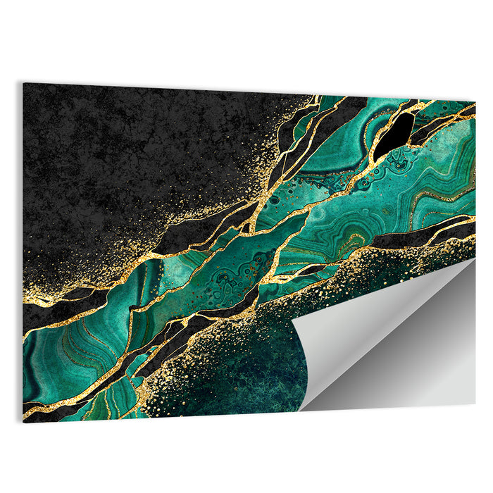 Malachite Marble with Gold Vein Wall Art as a poster print