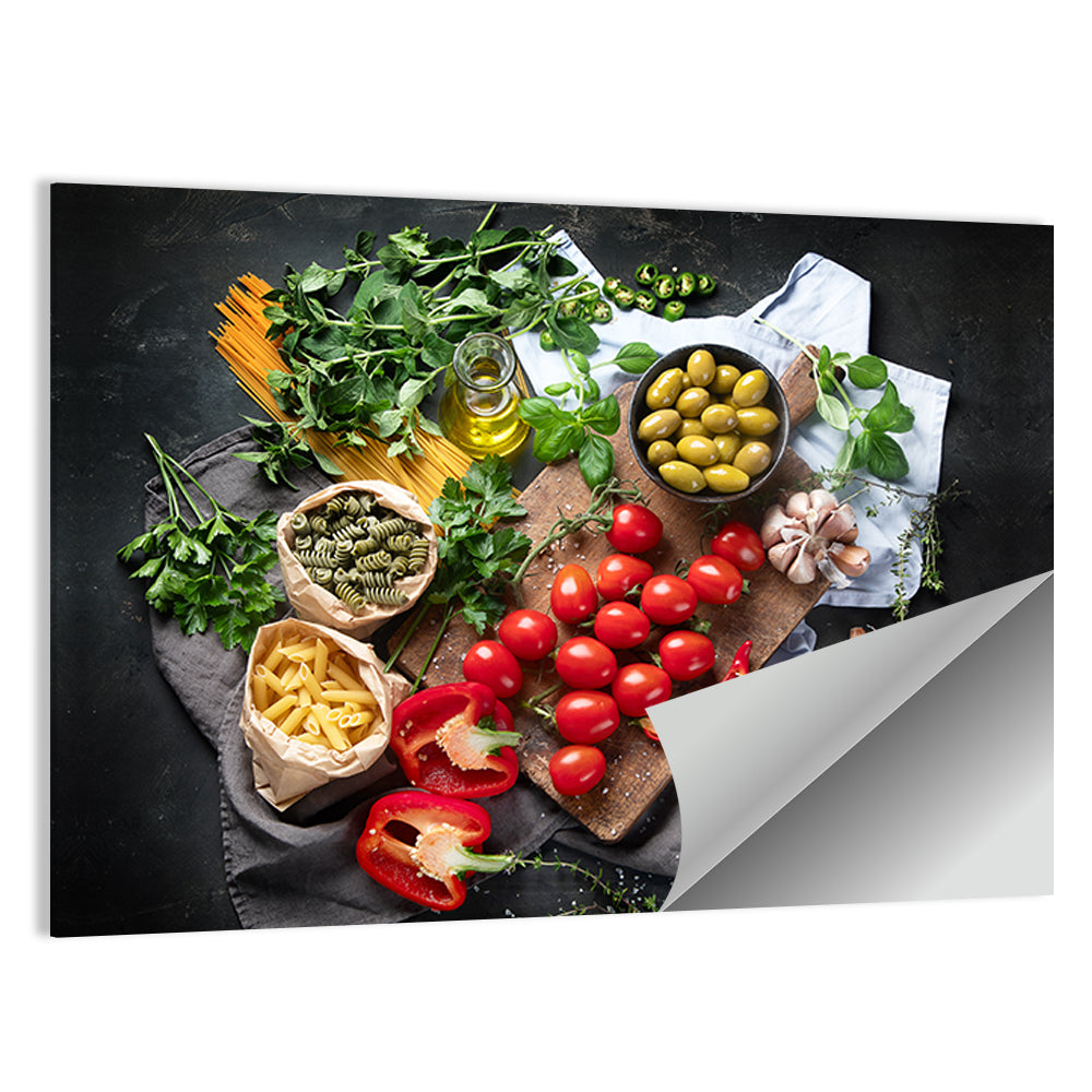 Italian Ingredients Flat Lay Wall Art