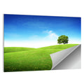 Lone Tree on Rolling Green Hill Wall Art