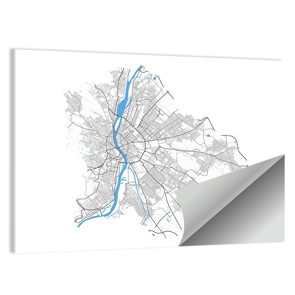 Budapest City Map Wall Art