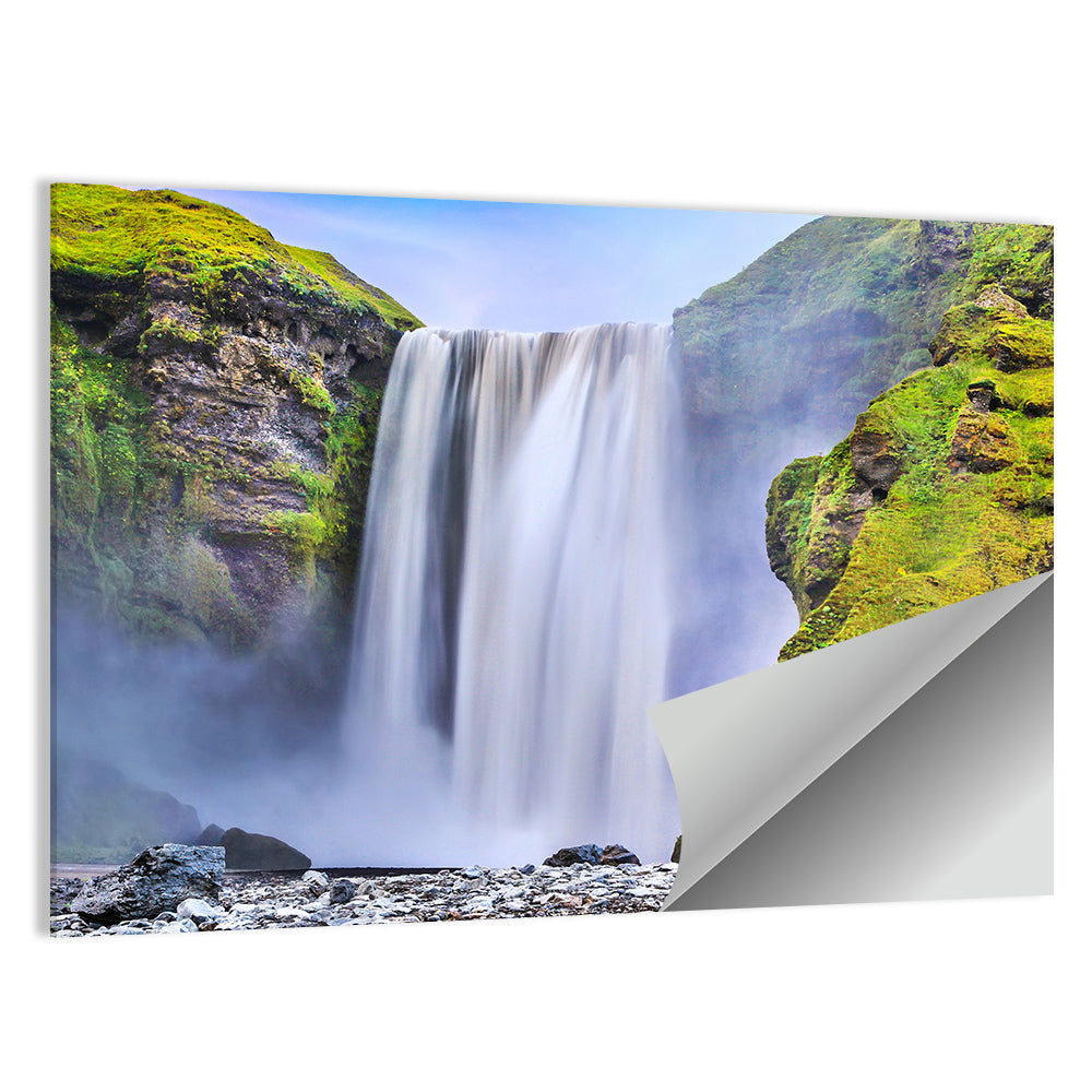 Mossy Skógafoss Waterfall Wall Art