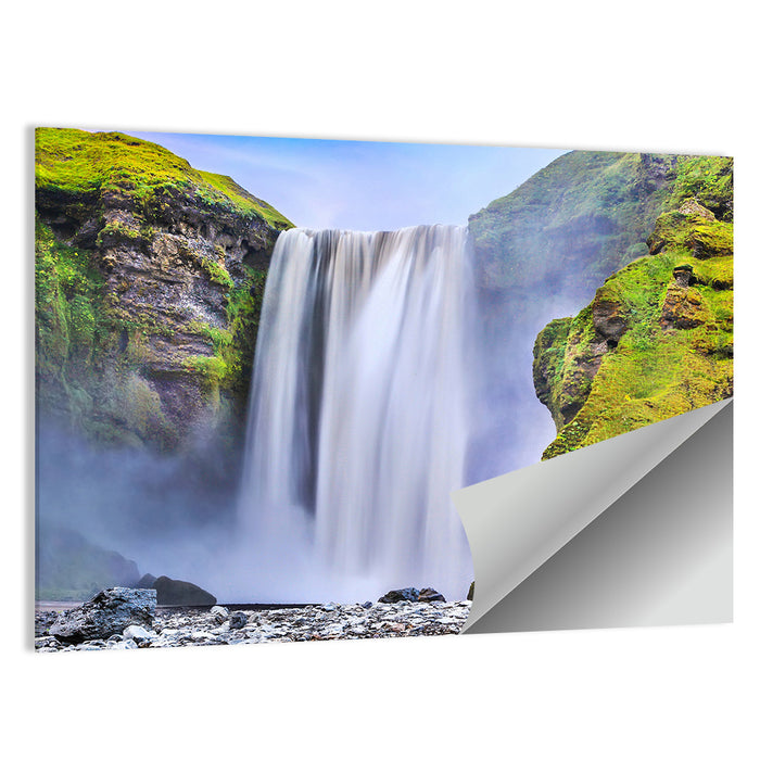 Mossy Skógafoss Waterfall Wall Art as a poster print