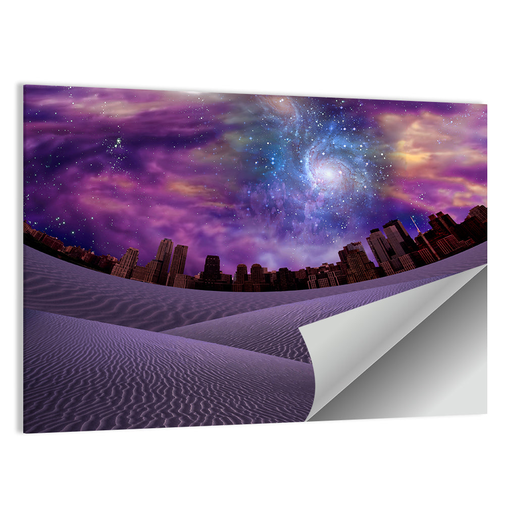 Cosmic Desert City Illustration Wall Art