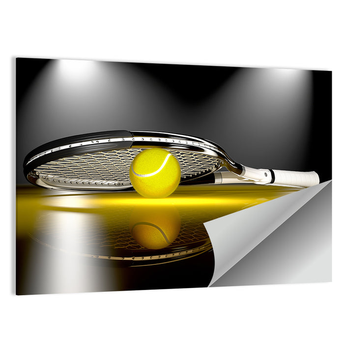 Tennis Racket and Yellow Ball Wall Art as a poster print