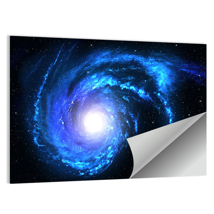 Glowing Blue Spiral Galaxy Wall Art as a poster print