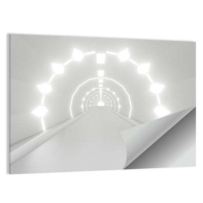 3D White Light Tunnel Abstract Wall Art