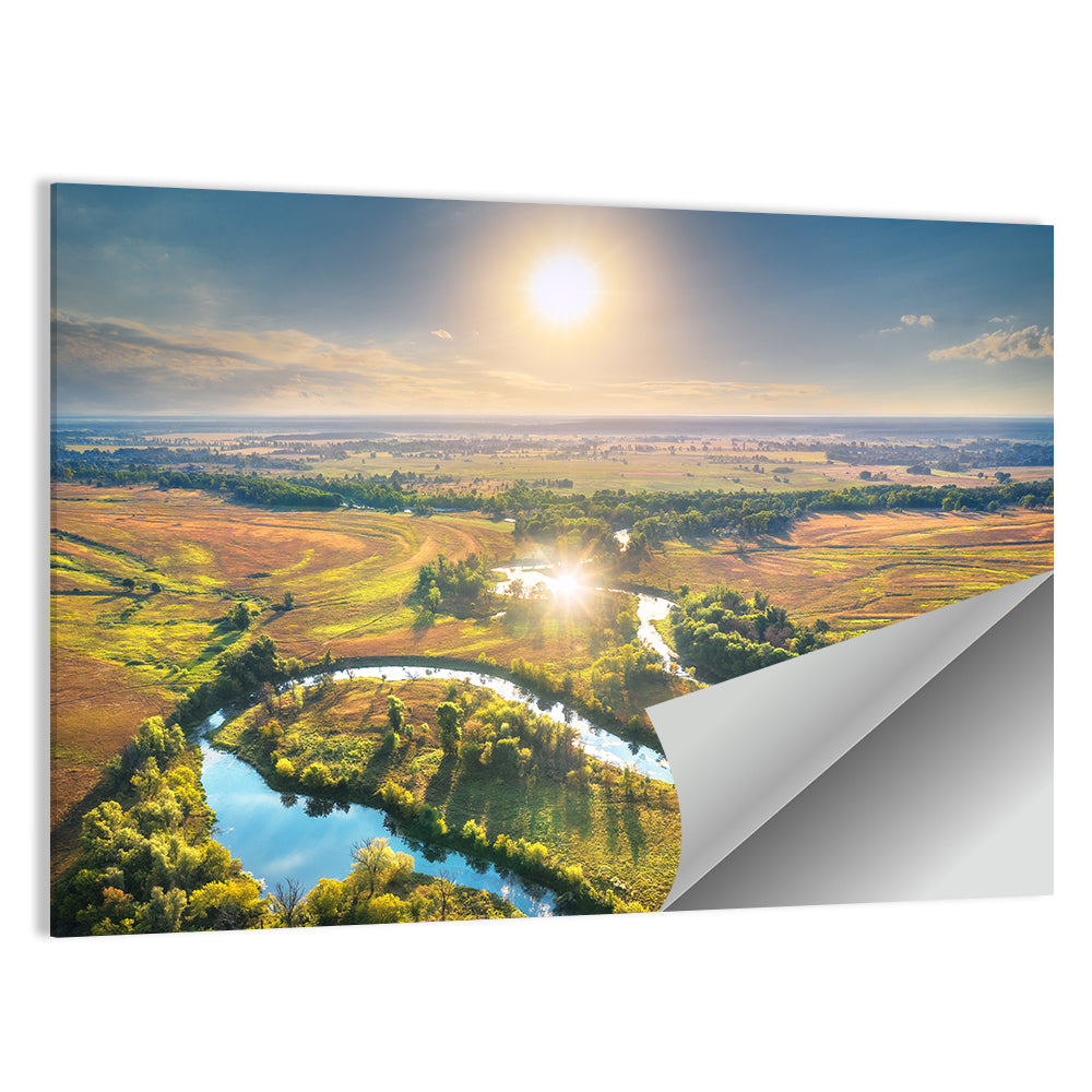 Meandering River at Summer Sunrise Wall Art