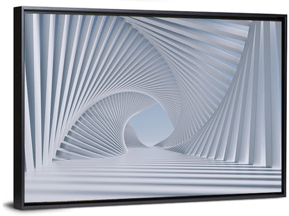 3d White Spiral Tunnel Wall Art