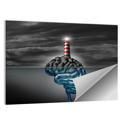 Surreal Brain Lighthouse Wall Art