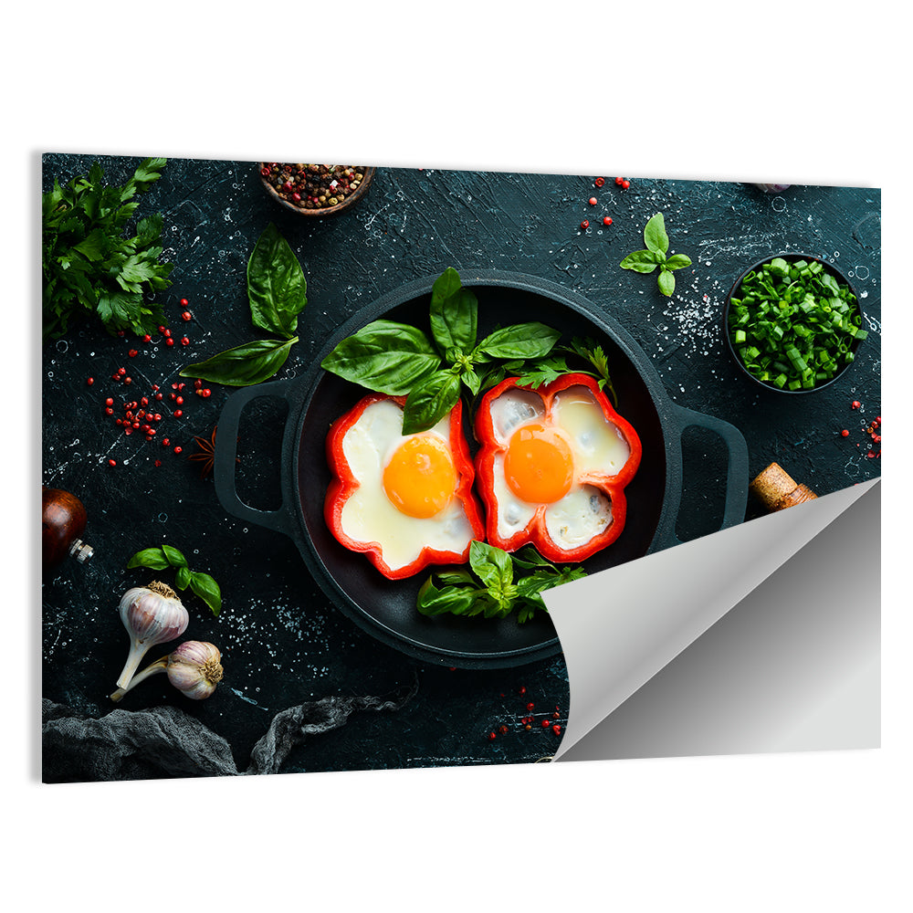 Cast Iron Fried Eggs with Sweet Pepper Wall Art