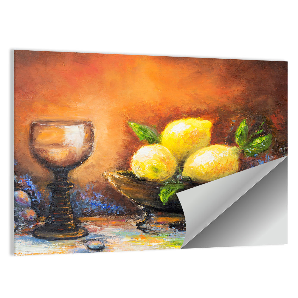 Lemons and Peach Still Life Wall Art