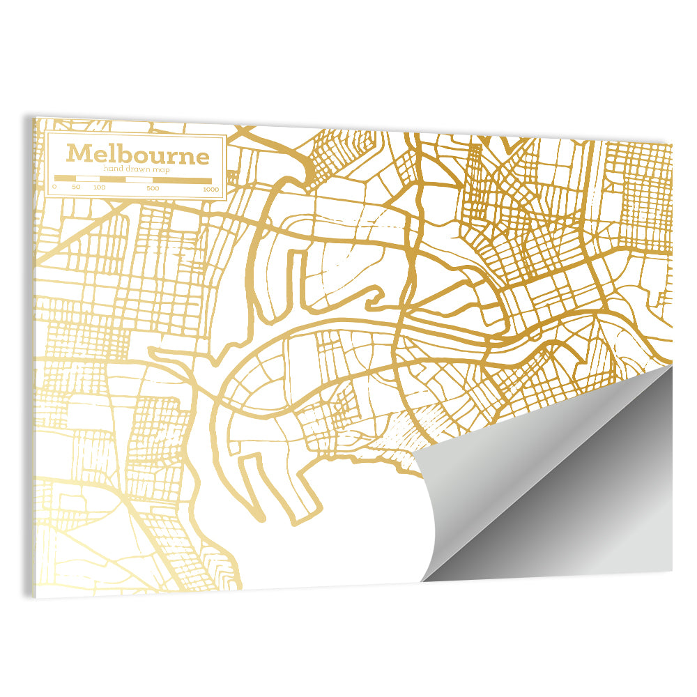Melbourne Street Network Map Wall Art