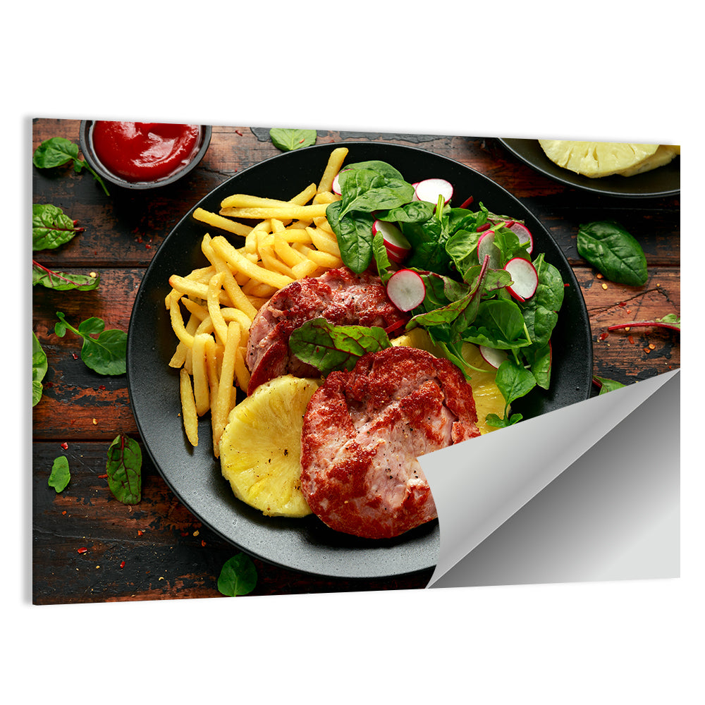 Gammon Steak with Fries and Pineapple Wall Art