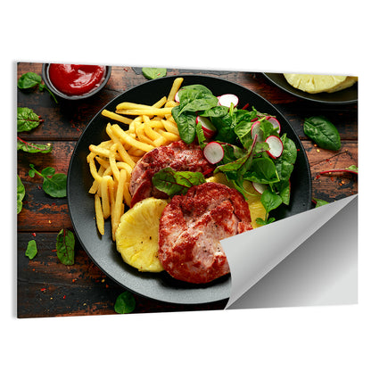 Gammon Steak with Fries and Pineapple Wall Art