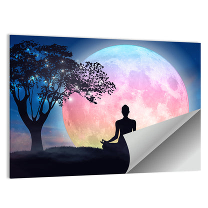 Lotus Pose Moon Silhouette Wall Art