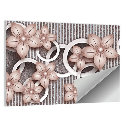 3d Floral Rings in Pink and Gray Wall Art