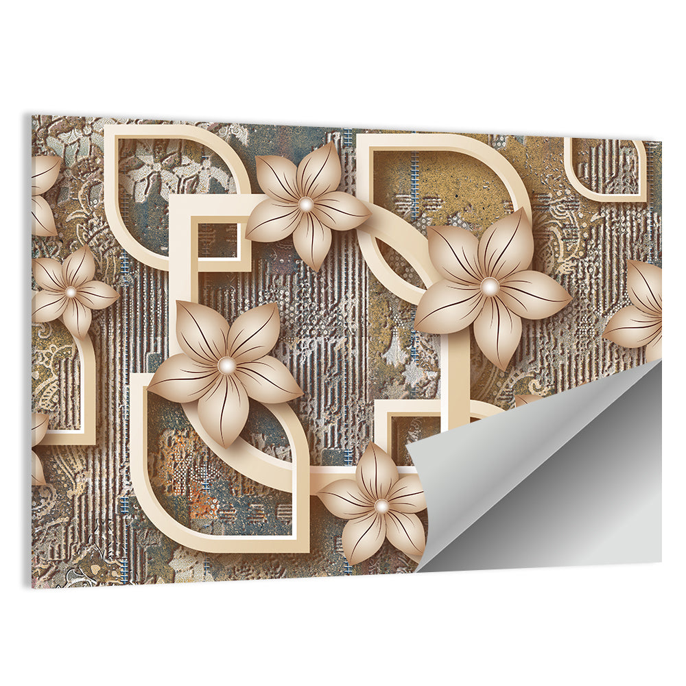 Golden Floral Geometry Wall Art