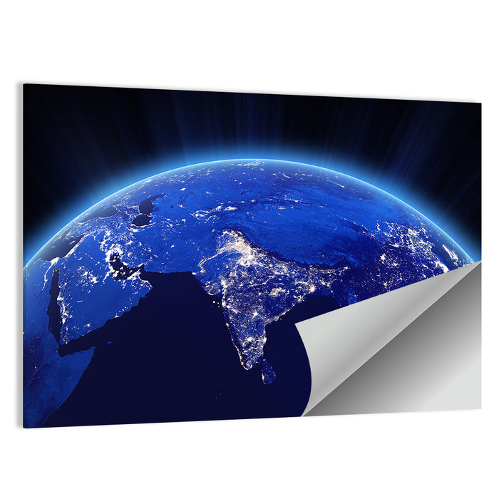 India at Night from Orbit Wall Art as a poster print
