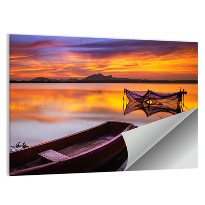 Boat Tide At The Lake Near The Net Wall Art