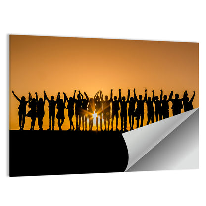 Children Silhouettes at Golden Hour Wall Art