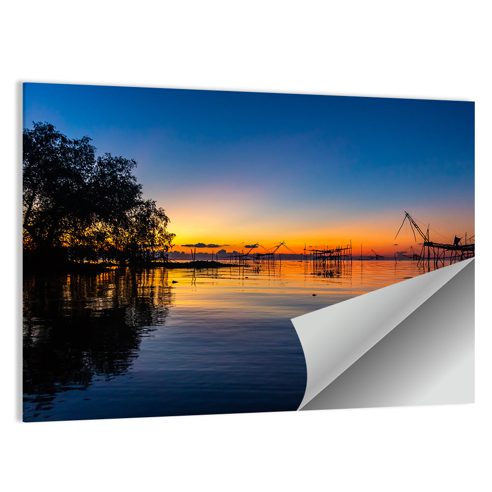 Thai Fishing Nets at Sunrise Wall Art