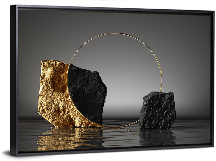 Golden Cobblestone Ring Wall Art as a framed canvas