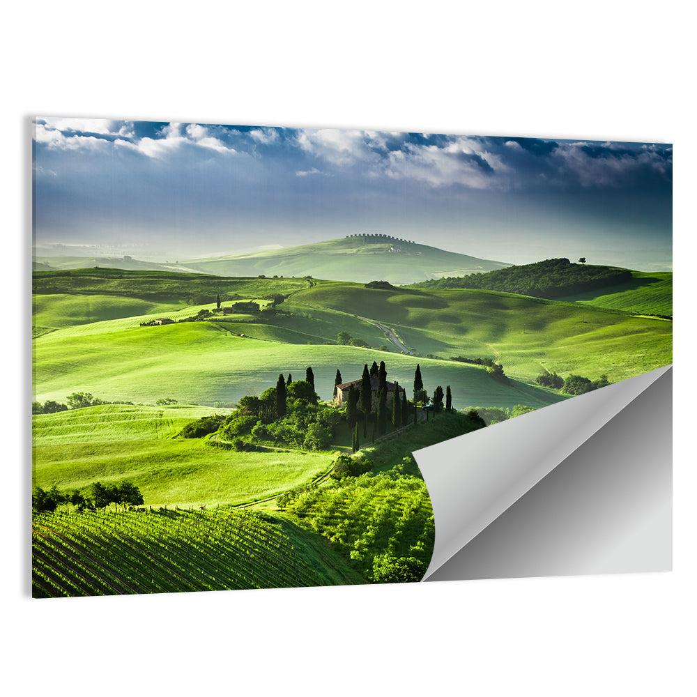 Sunrise Over San Quirico D Orcia Valley Wall Art