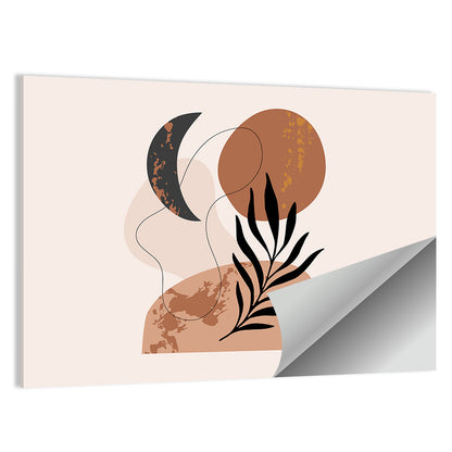 Crescent Moon Botanical Minimalist Wall Art
