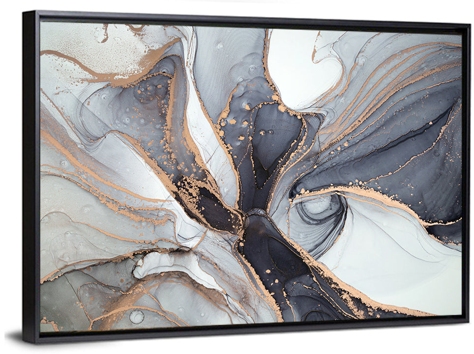 Marbled Ink with Gold Veining Wall Art