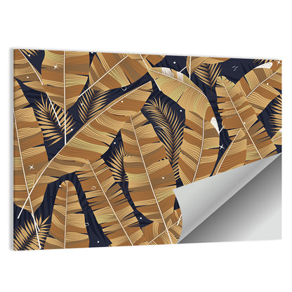 Golden Banana Leaves Pattern Wall Art