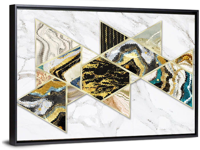 Marble Swirl Triangles Wall Art as a framed canvas