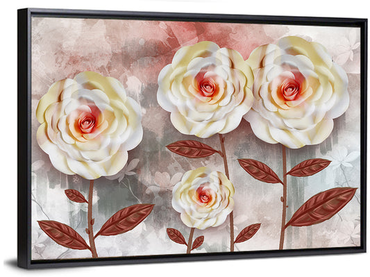 Layered Peach Rose Illustration Wall Art
