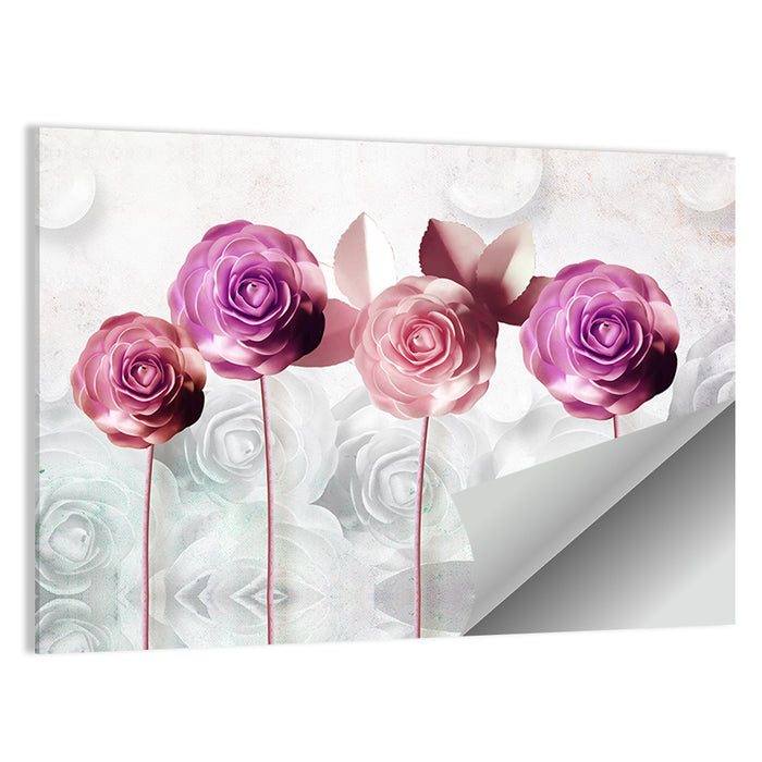 3d Quartet of Roses Wall Art as a poster print