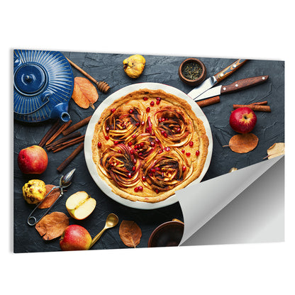 Apple Tart with Blue Teapot Wall Art