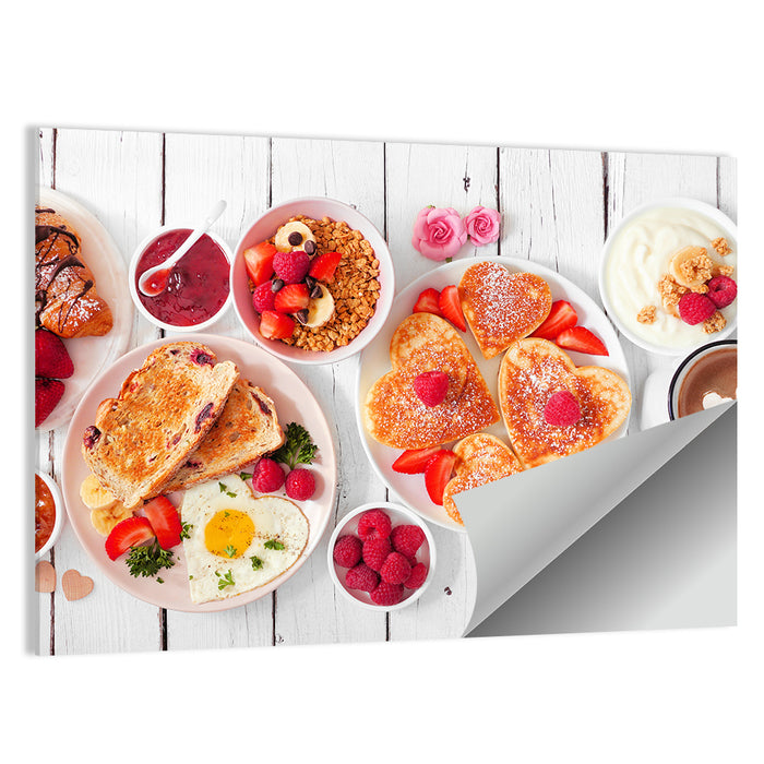 Heart-shaped Pancake Breakfast Wall Art as a poster print