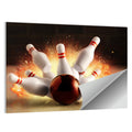 Fiery Bowling Strike Wall Art