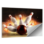 Fiery Bowling Strike Wall Art
