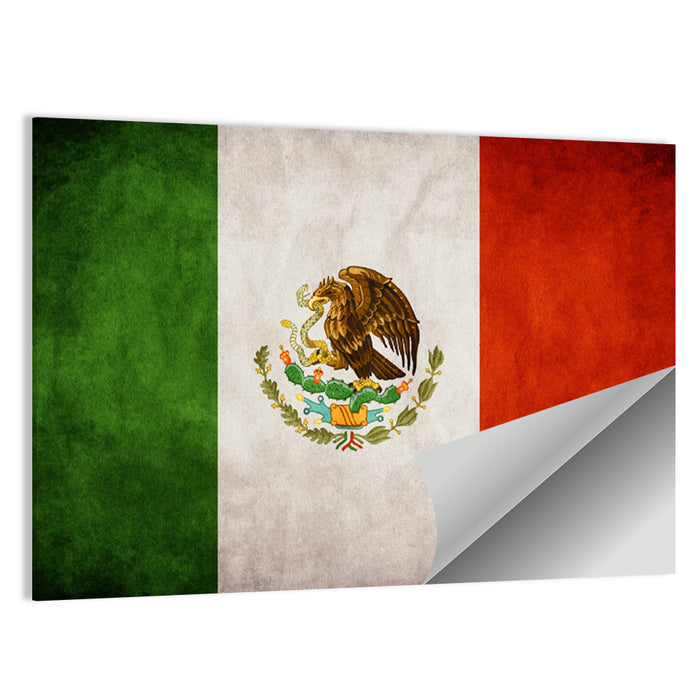Vintage Mexican Flag Emblem Wall Art as a poster print