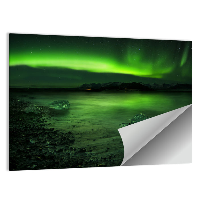 Aurora Polaris Over Icebound Shore Wall Art as a poster print