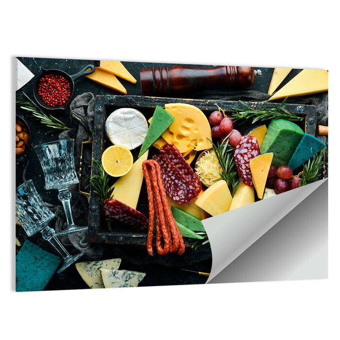 Charcuterie Tray with Wine Glasses Wall Art as a poster print