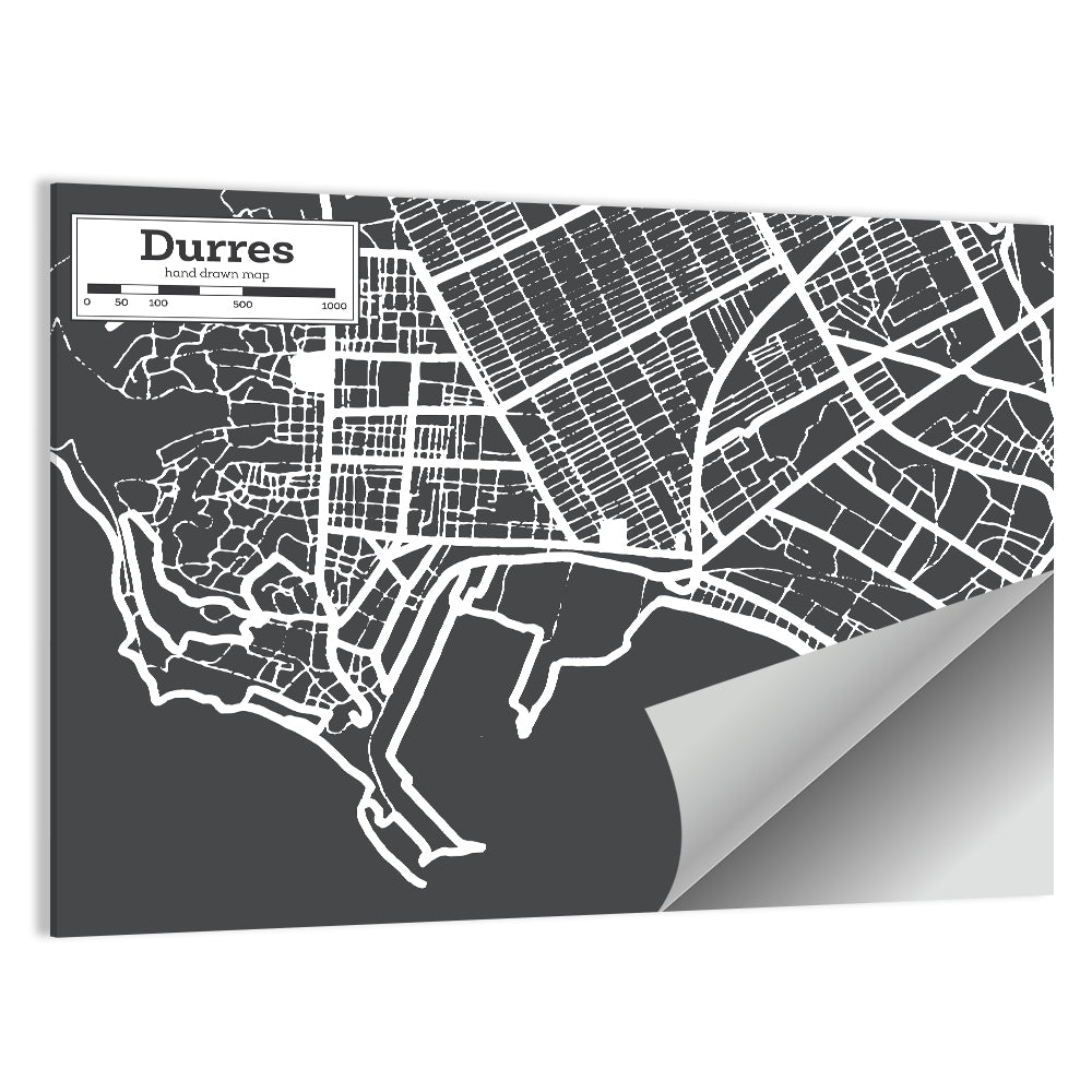 Durres City Map Wall Art